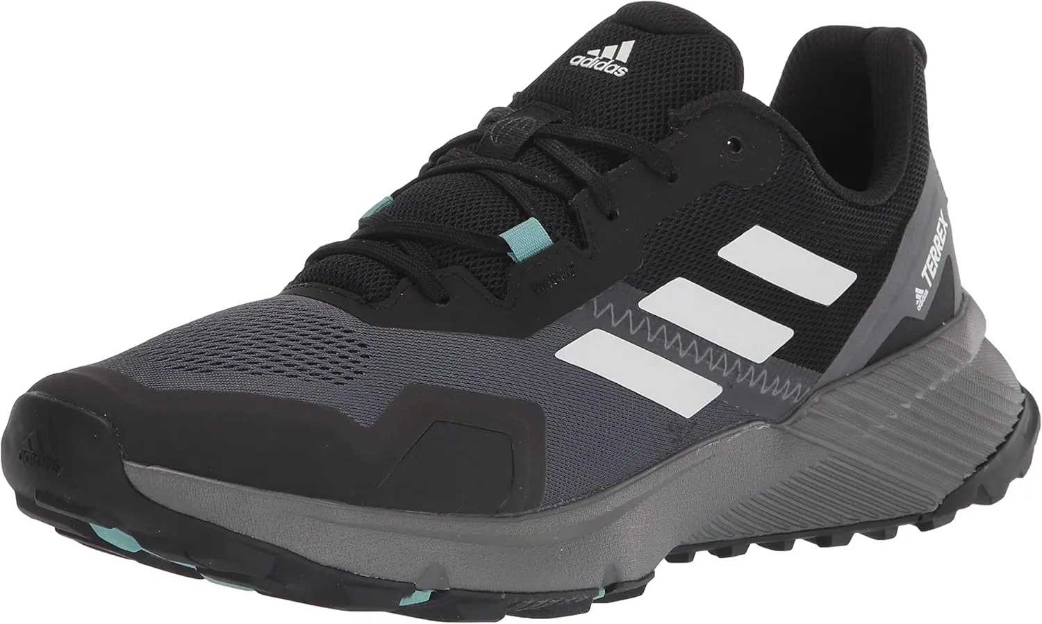 adidas Women's Terrex Soulstride Trail Running Shoes, Black/Crystal White/Mint Ton, 11