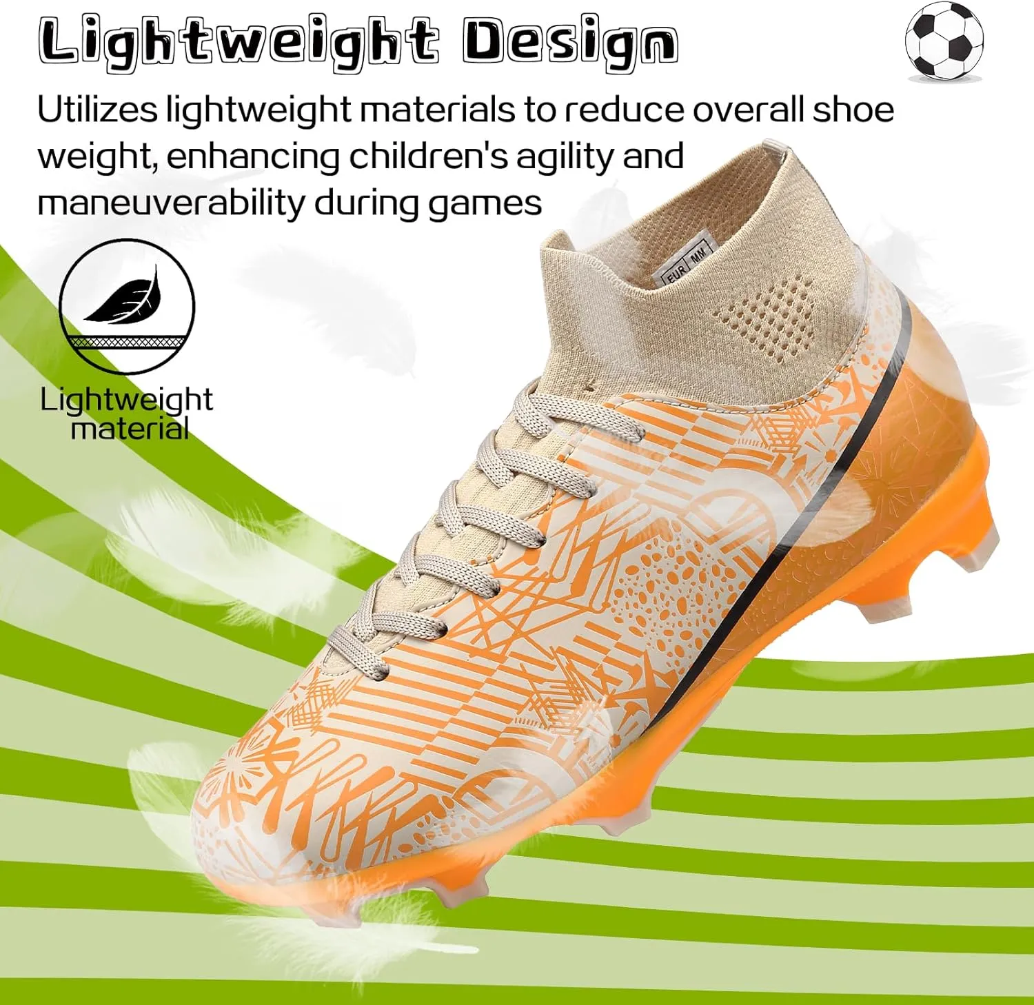 ASoftLand Boys Girls Soccer Cleats Lace Up Cleats(Little Kid/Big Kid) AG/FG