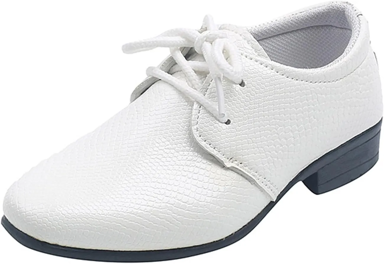 Children Boys Leather Shoes Soft Leather Performance Lace Up British Casual Embossed Kids Shoes Size 13 Boys Sneakers