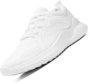 COVS Womens Slip On Walking Shoes, White Tennis Shoes Non Slip Running Shoes Lightweight Workout Shoes Breathable Cushioning Fashion Sneakers
