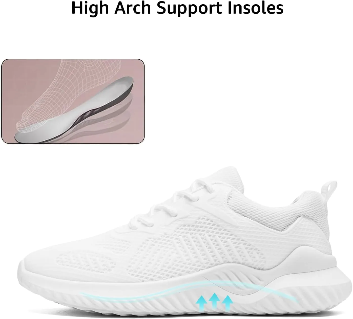 COVS Womens Slip On Walking Shoes, White Tennis Shoes Non Slip Running Shoes Lightweight Workout Shoes Breathable Cushioning Fashion Sneakers