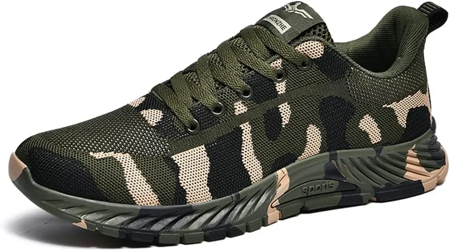ESXGED Womens Camouflage Running Sneakers Mens Breathable Trail Hiking Walking Shoes Non Slip Casual Workout Footwear