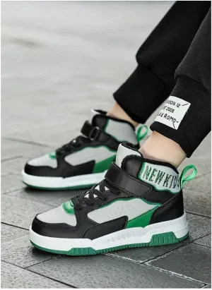 Fashionable Fleece high-top Skate Shoes for Girls and Boys: Warm, Comfortable, Non-Slip Spring/Autumn/Winter Sneakers