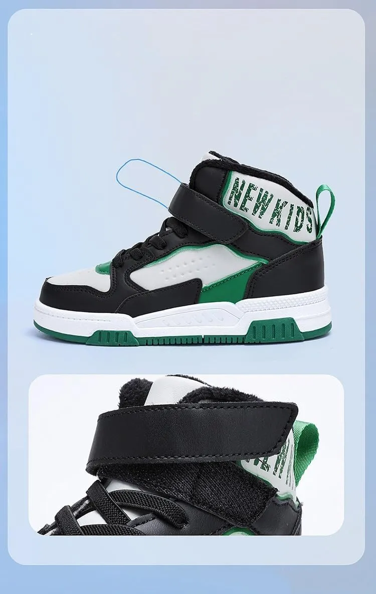 Fashionable Fleece high-top Skate Shoes for Girls and Boys: Warm, Comfortable, Non-Slip Spring/Autumn/Winter Sneakers