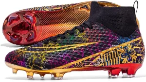 GEXECEUSS High-Top Turf Soccer Boots Breathable Lightweight Youth Professional Soccer Shoes Firm Ground Football Shoes for Indoor Outdoor Competition Training (Womens, Mens)