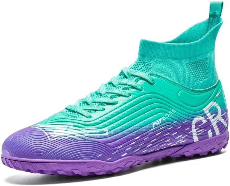 High Top Soccer Cleats, Anti-Slip Training Turf Shoes, Professional Outdoor Sports Spikes, Pink