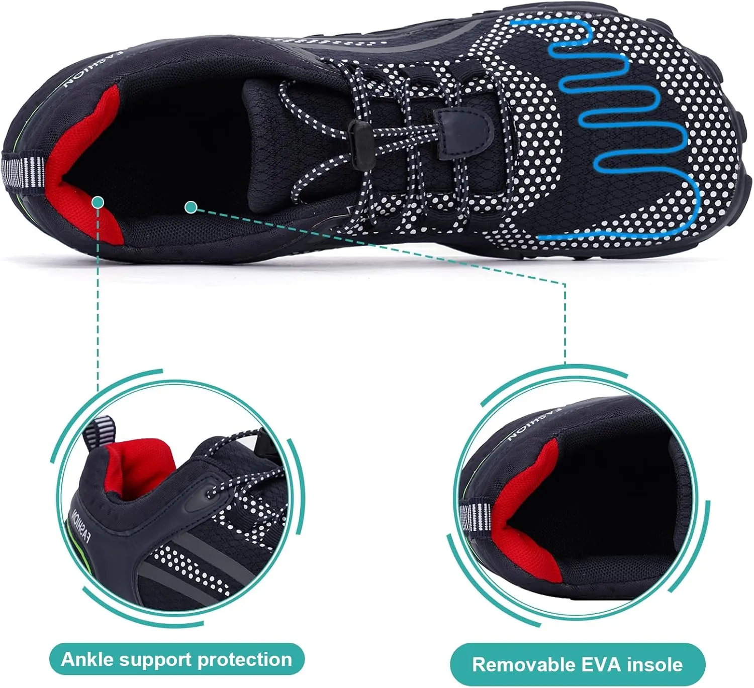 Hike Barefoot Shoes Womens Mens, Thick Barefoot Water Shoes Mens Women Non-Slip & Wide Toe Zero Drop Lightweight Minimalist Footwear for Workout Hiking Trail Running Causl