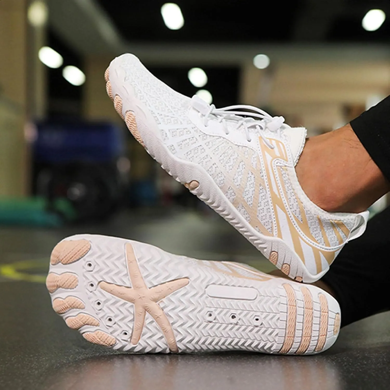 Hiking Footwear Barefoot Shoes Womens Wide Toe Box Sneakers Women Walking Fashion Comfortable Shoes Barefoot Grounded Footwear Zero Drop Lightweight Beach Water Resistant Breathable Running Sneakers