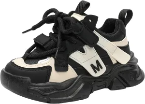 Kids' Handsome Matching Leather Sneakers Boys' Daddy Shoes Girls' Small and Medium Casual Shoes Kids Sneakers Size 13