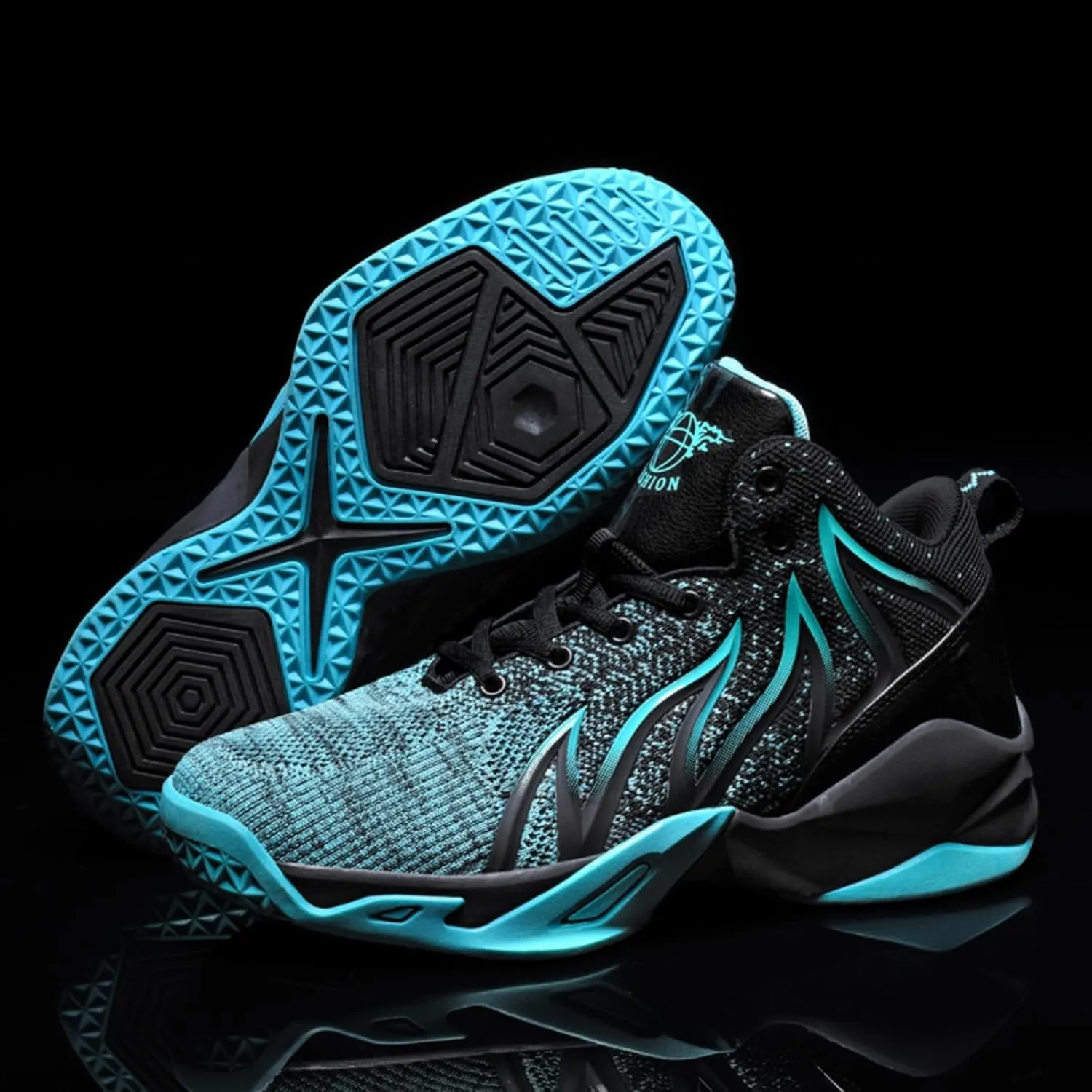Mens Breathable Lace Up High-Top Mesh Cloth Basketball Shoes Fashion Comfortable Non-Slip Sneakers for Running Walking Workout Training