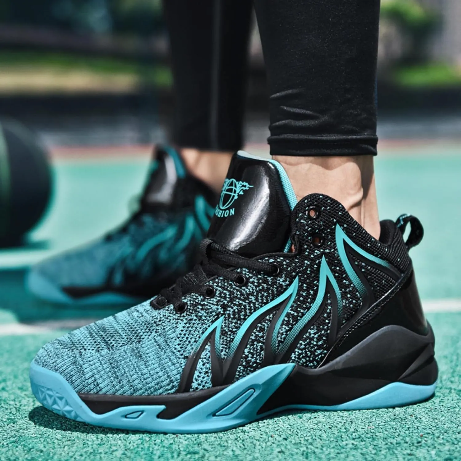 Mens Breathable Lace Up High-Top Mesh Cloth Basketball Shoes Fashion Comfortable Non-Slip Sneakers for Running Walking Workout Training