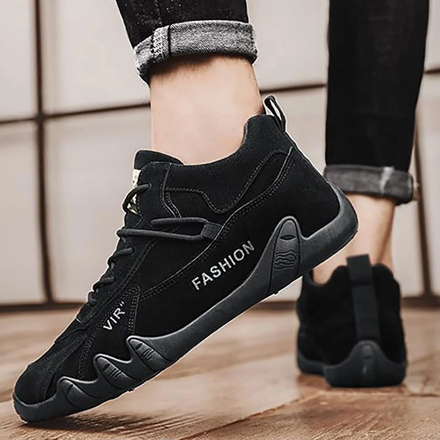Men's Comfortable Dress Shoes Breathable and Light Outdoor Comfy Walking Shoe Hook and Loop Orthopedic Sneakers