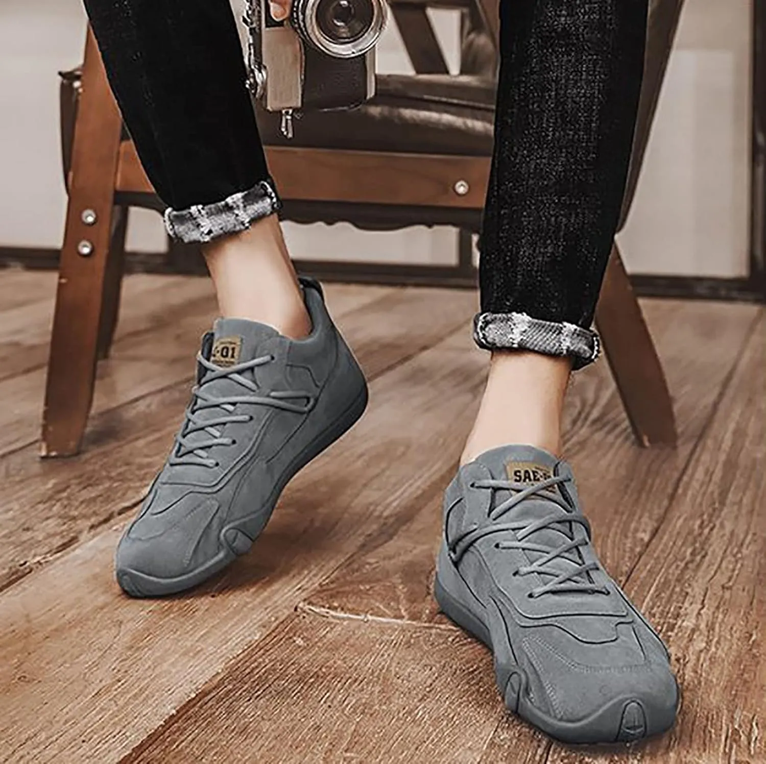 Men's Comfortable Dress Shoes Breathable and Light Outdoor Comfy Walking Shoe Hook and Loop Orthopedic Sneakers