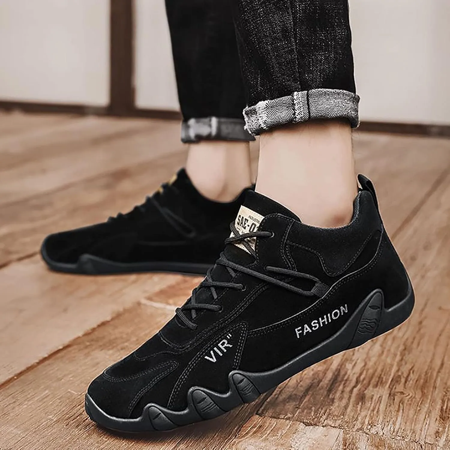 Men's Comfortable Dress Shoes Breathable and Light Outdoor Comfy Walking Shoe Hook and Loop Orthopedic Sneakers