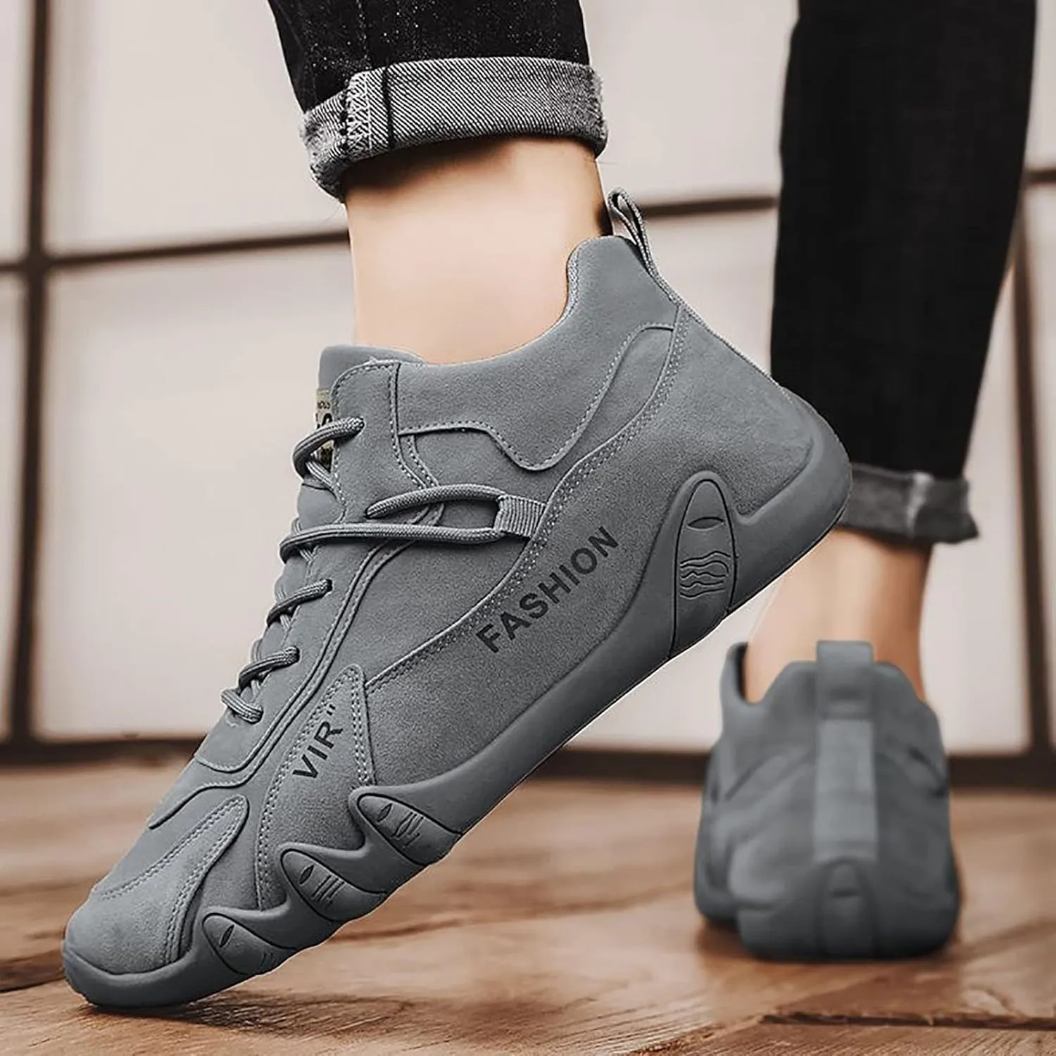 Men's Comfortable Dress Shoes Breathable and Light Outdoor Comfy Walking Shoe Hook and Loop Orthopedic Sneakers