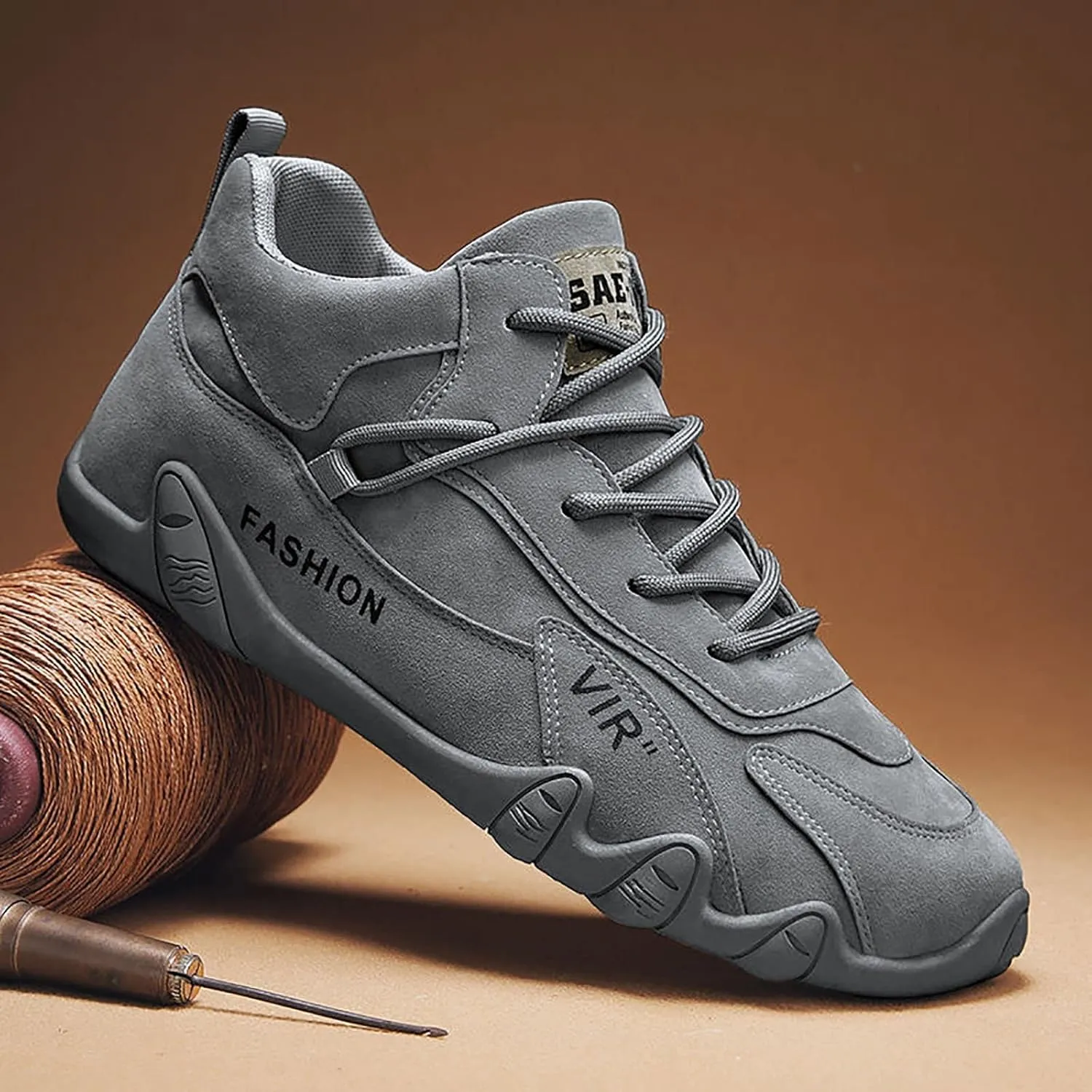 Men's Comfortable Dress Shoes Breathable and Light Outdoor Comfy Walking Shoe Hook and Loop Orthopedic Sneakers