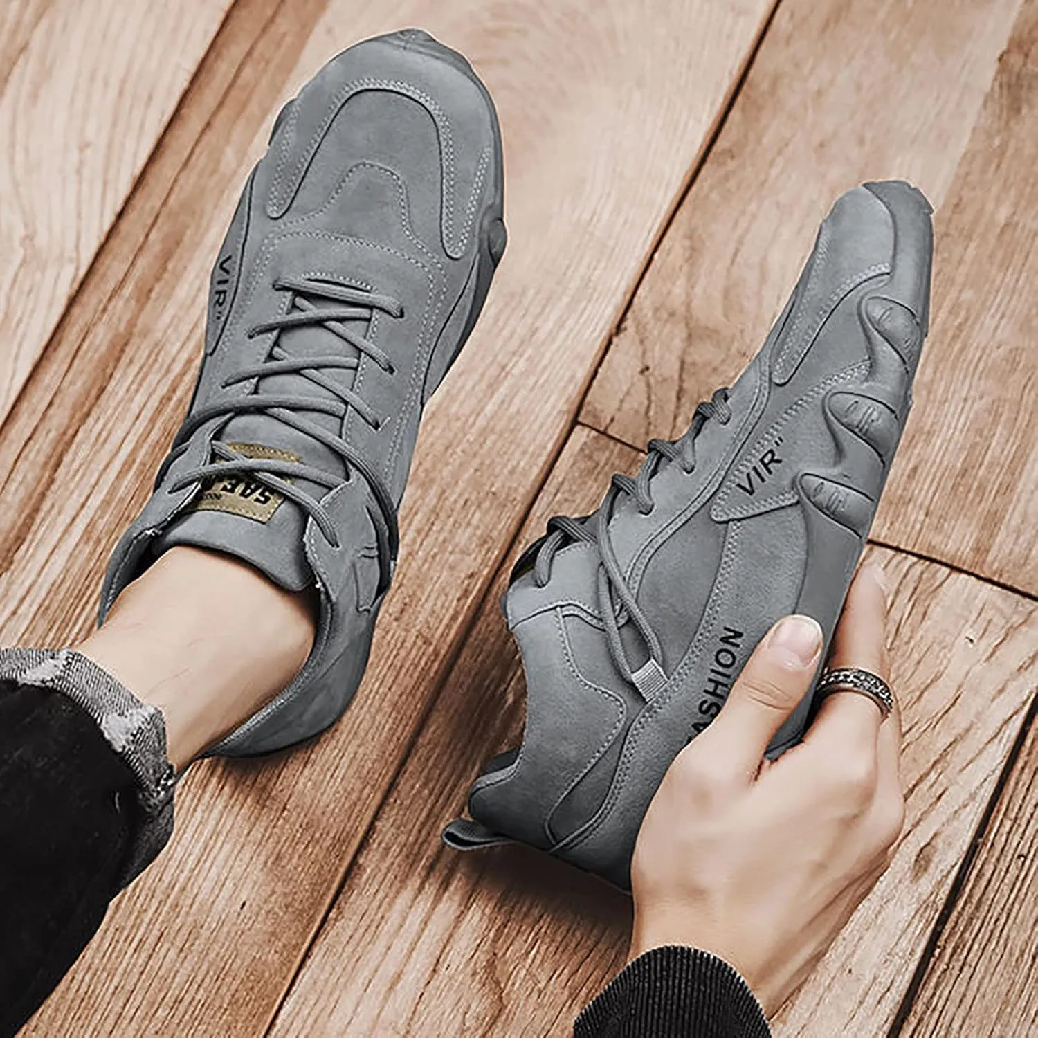 Men's Comfortable Dress Shoes Breathable and Light Outdoor Comfy Walking Shoe Hook and Loop Orthopedic Sneakers