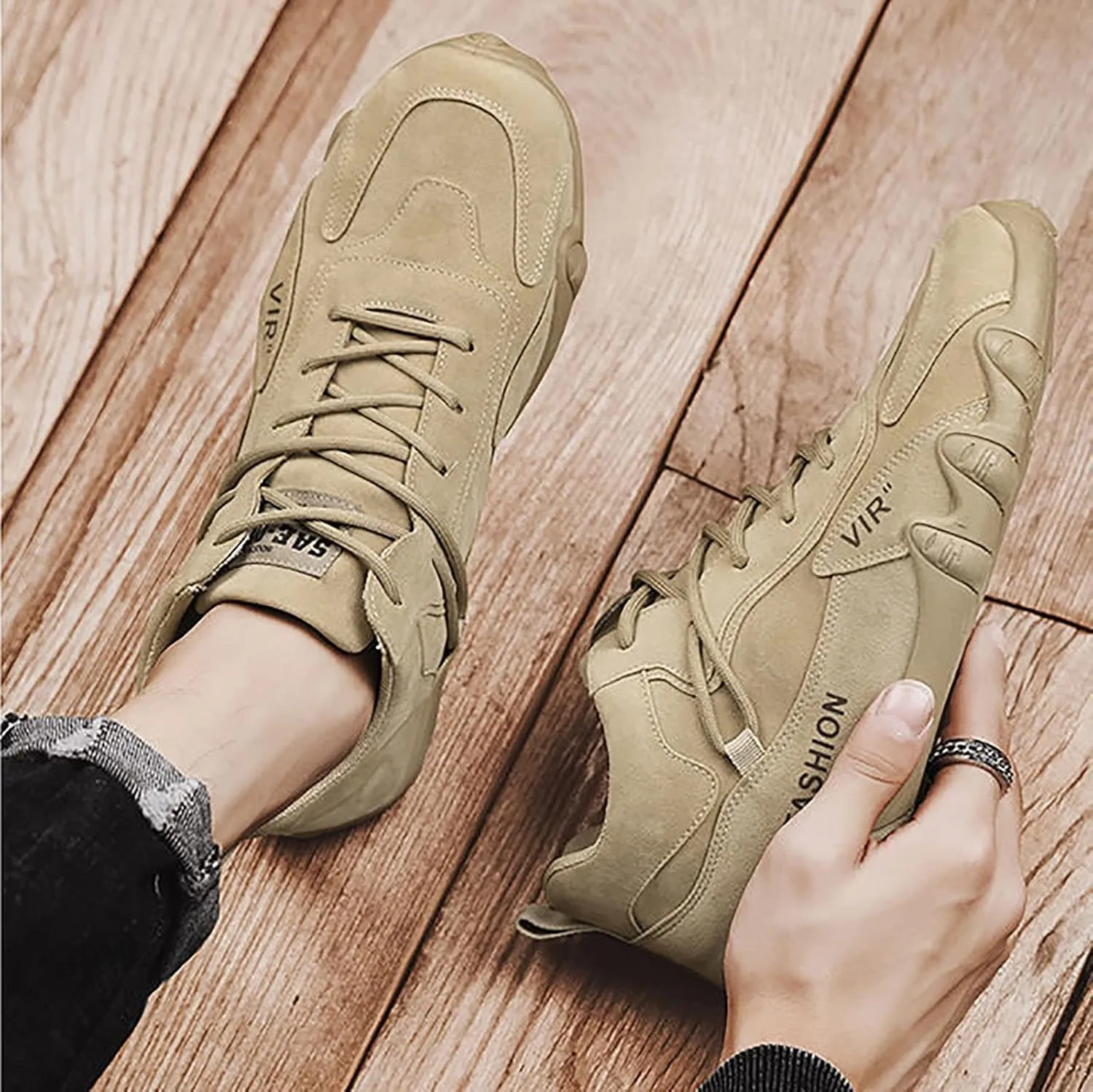 Men's Comfortable Dress Shoes Breathable and Light Outdoor Comfy Walking Shoe Hook and Loop Orthopedic Sneakers