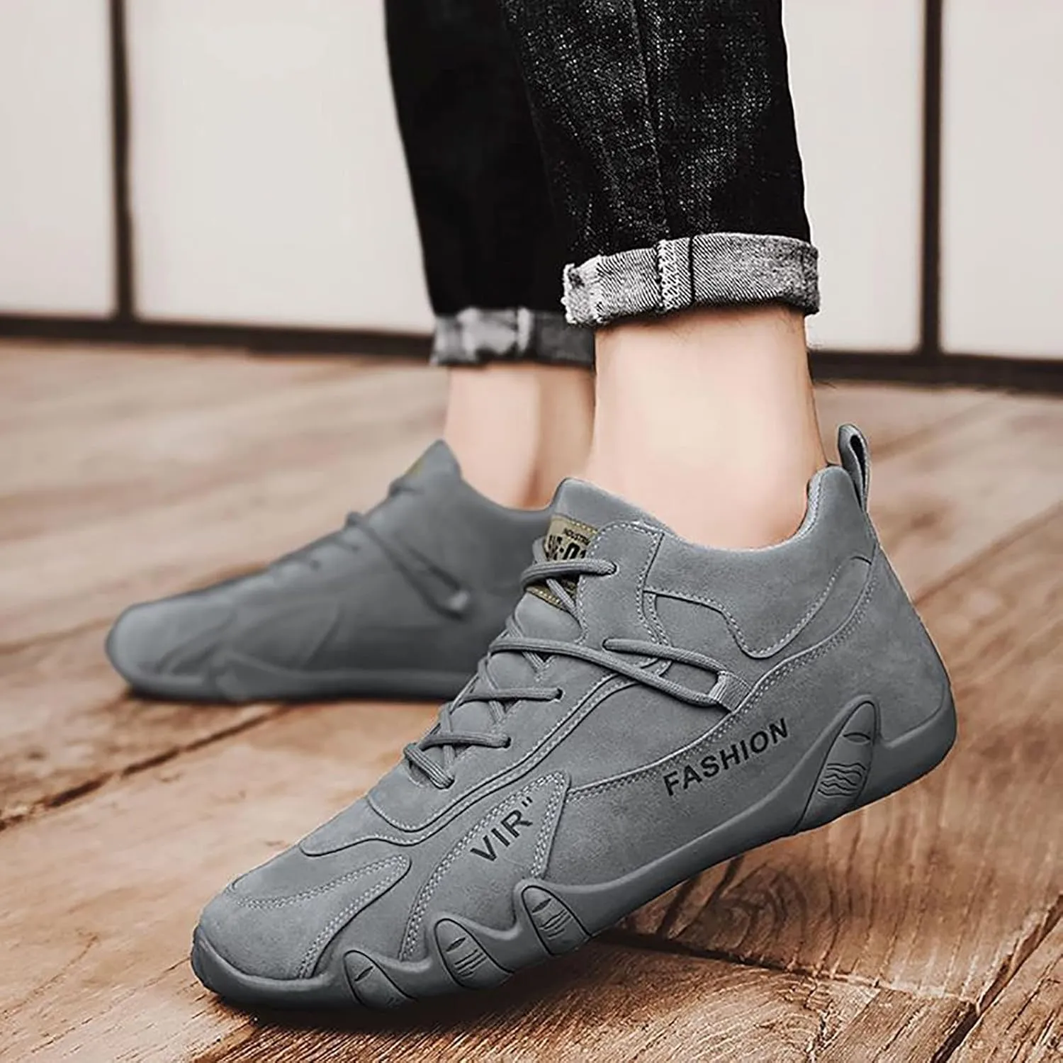Men's Comfortable Dress Shoes Breathable and Light Outdoor Comfy Walking Shoe Hook and Loop Orthopedic Sneakers
