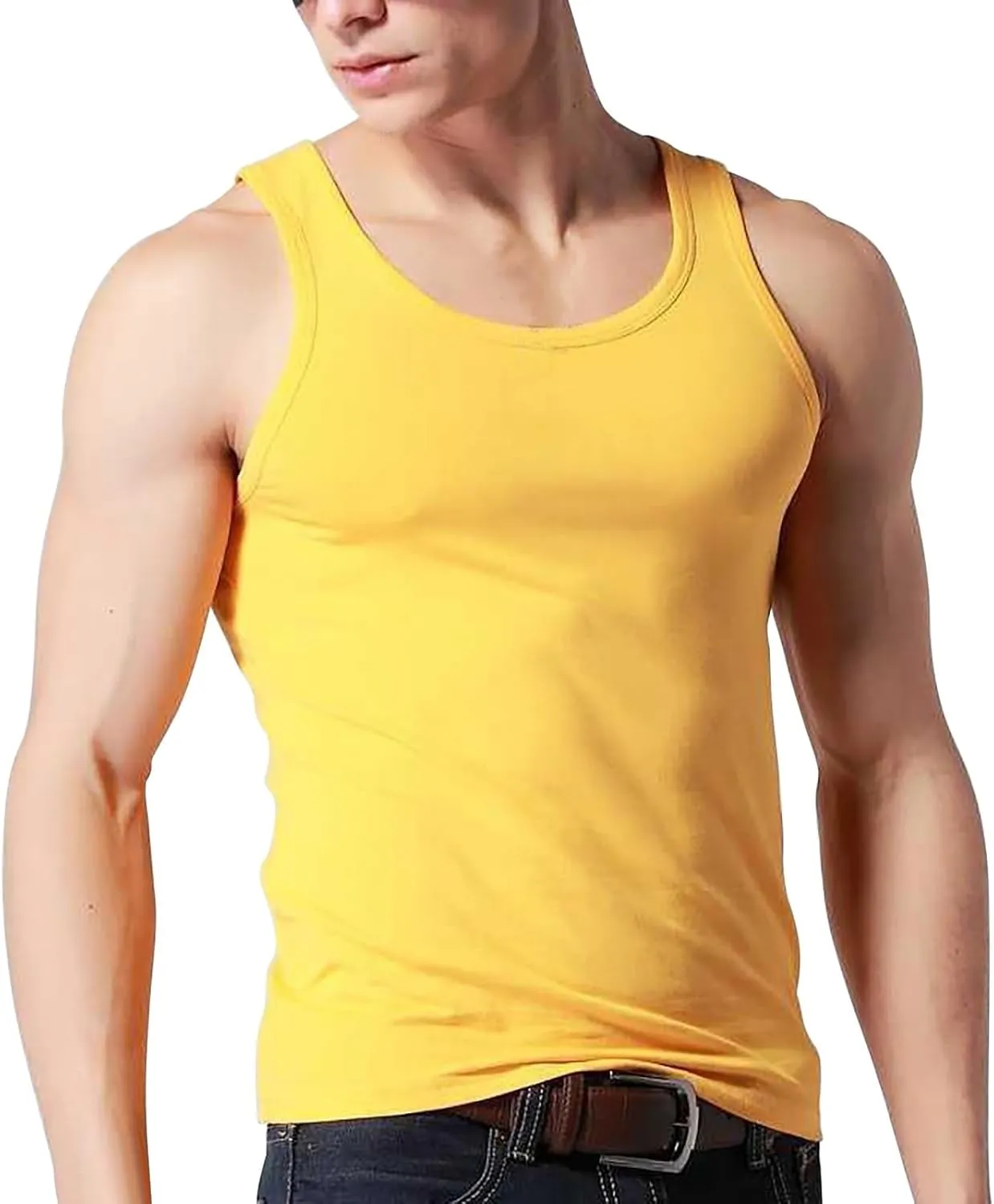 Mens Cotton Gym Tank Tops Athletic Sleeveless Bodybuilding Workout Muscle Shirts Dry Fit Moisture Wicking Sweatshirts