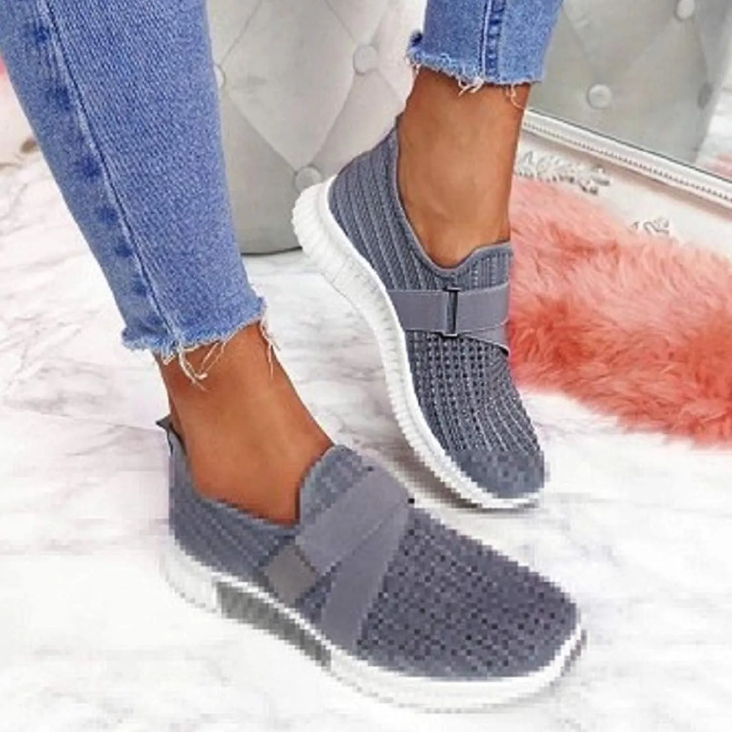Mens Dress Shoes Mesh Breathable Casual Shoes Slip On Men Shoes Sneakers Women's Air Athletic Running Fashion Sport Slip On Tennis Shoe Loafers Dress Shoe