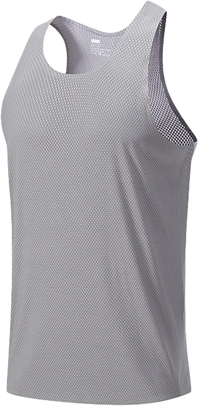 Men's Muscle Cut Shirts Quick Dry Breathable Sleeveless Tank Tops Lightweight Athletic Bodybuilding Gym Workout Shirt