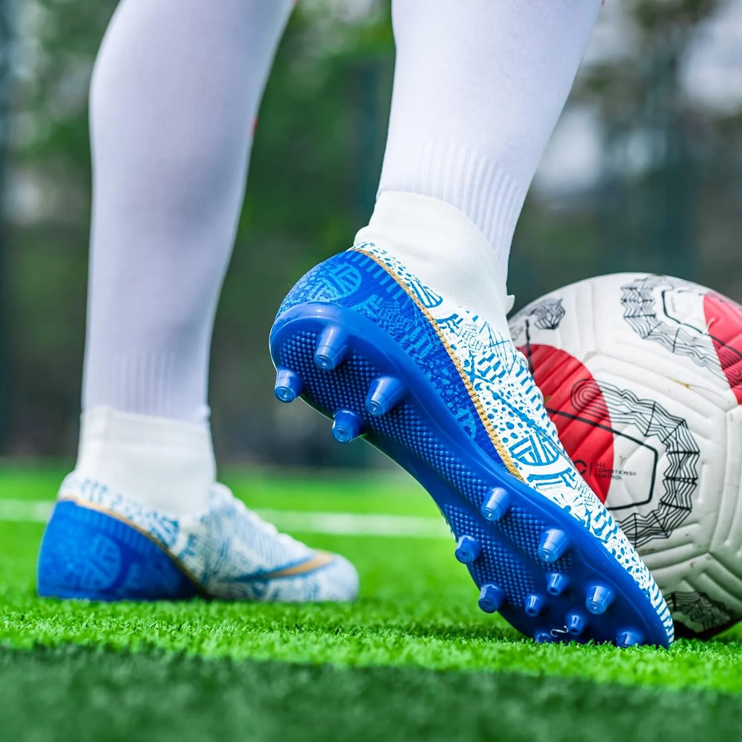 Men's Soccer Cleats Indoor Turf Lightweight Performance Training Soccer Shoes Soft Ground Athletic Football Boots Outdoor