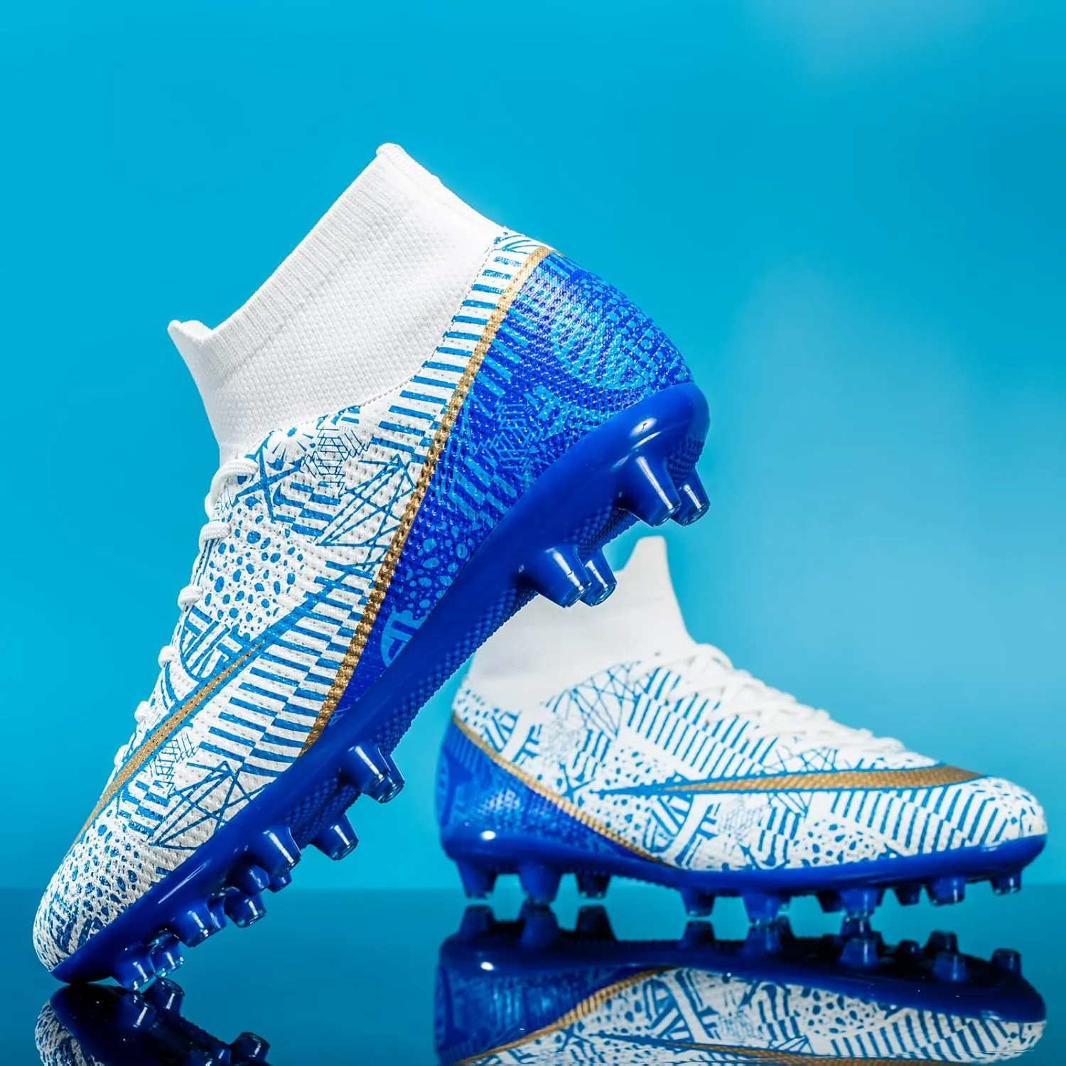 Men's Soccer Cleats Indoor Turf Lightweight Performance Training Soccer Shoes Soft Ground Athletic Football Boots Outdoor