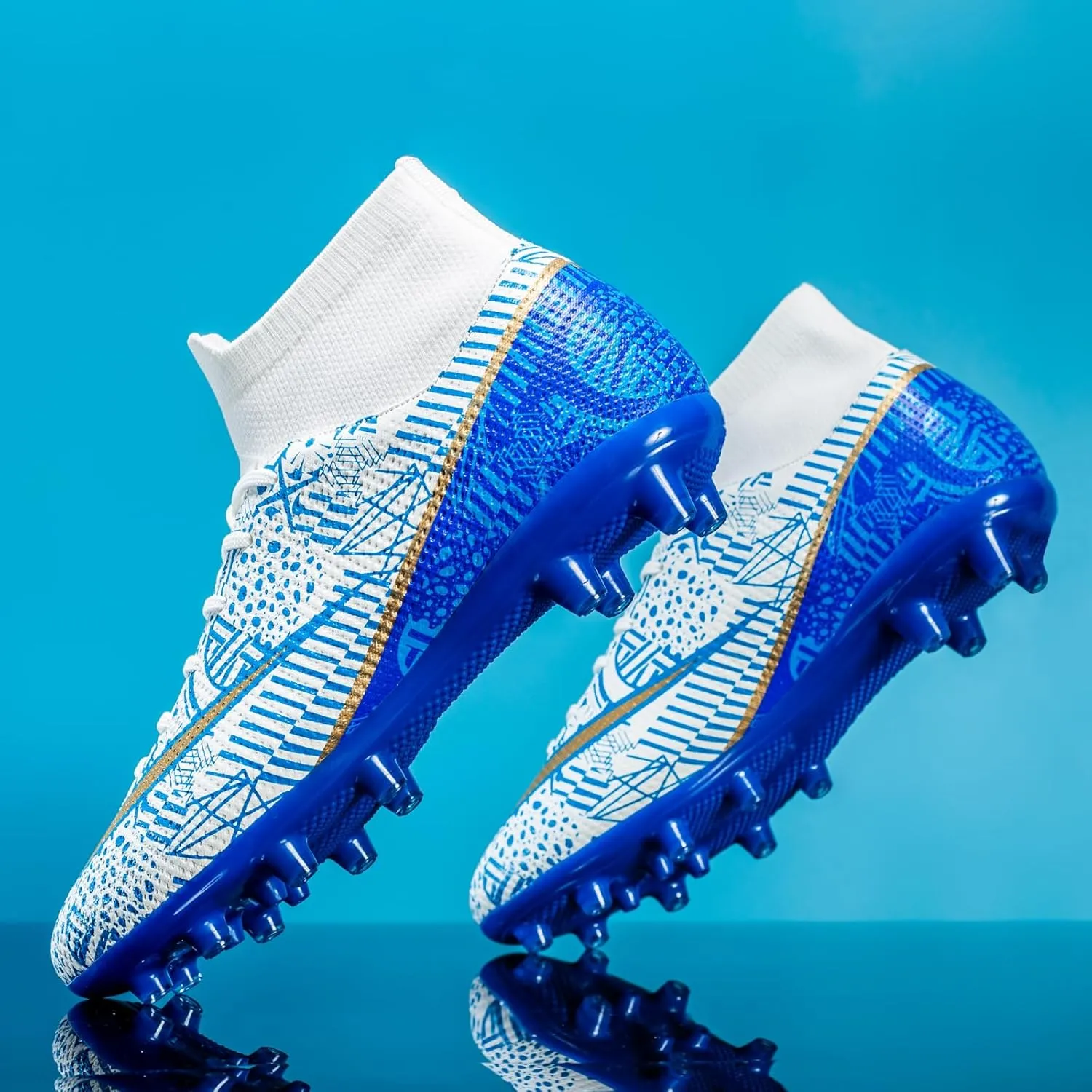 Men's Soccer Cleats Indoor Turf Lightweight Performance Training Soccer Shoes Soft Ground Athletic Football Boots Outdoor