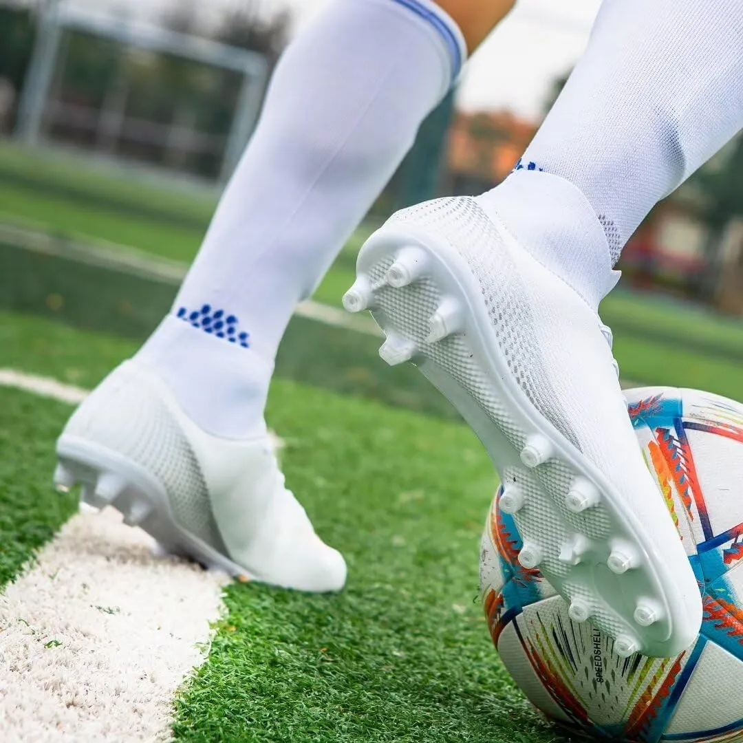 Mens Soccer Shoes Cleats Professional High Top Breathable Training Sneakers
