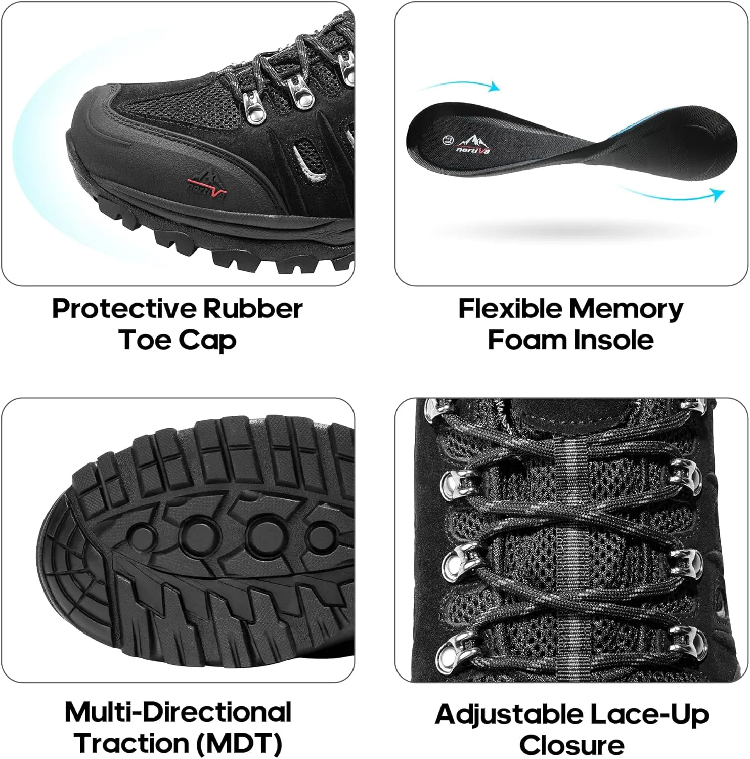NORTIV 8 Men's Waterproof Hiking Shoes Leather Low-Top Hiking Shoes for Outdoor Trailing Trekking Camping Walking Quest
