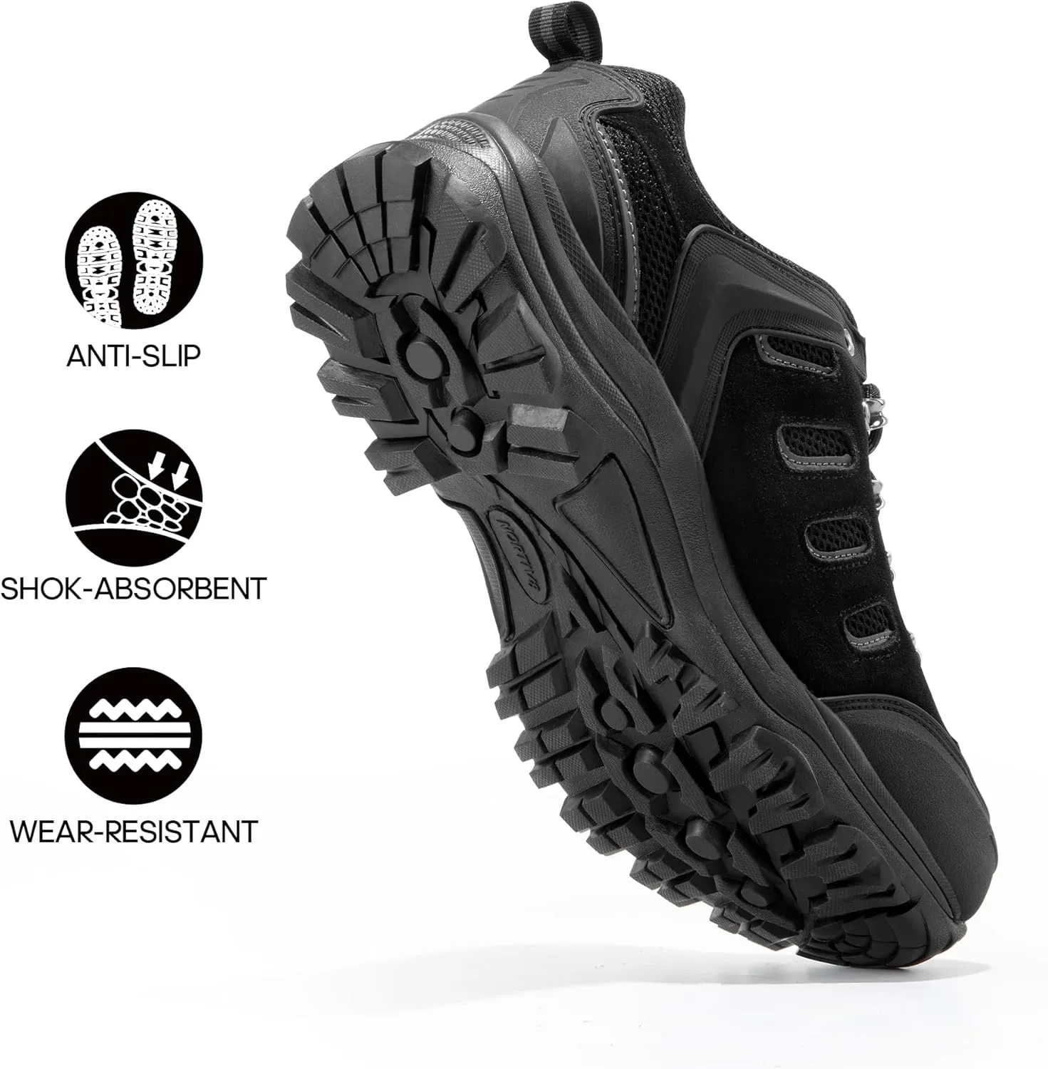 NORTIV 8 Men's Waterproof Hiking Shoes Leather Low-Top Hiking Shoes for Outdoor Trailing Trekking Camping Walking Quest
