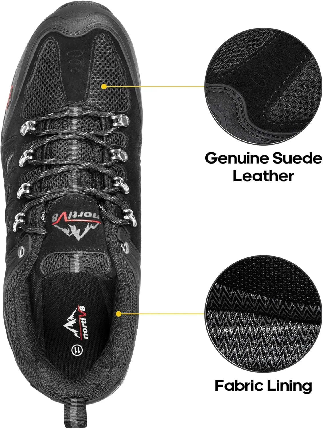NORTIV 8 Men's Waterproof Hiking Shoes Leather Low-Top Hiking Shoes for Outdoor Trailing Trekking Camping Walking Quest