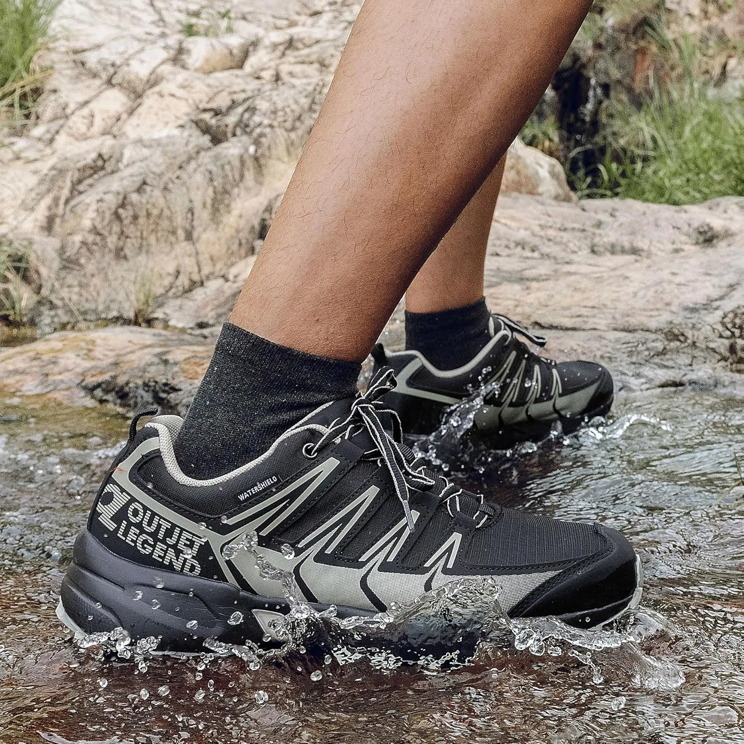 OL OUTJET LEGEND Men's Waterproof Hiking Shoes Lightweight Hiking Sneakers for Outdoor Walking Hiking Trailing