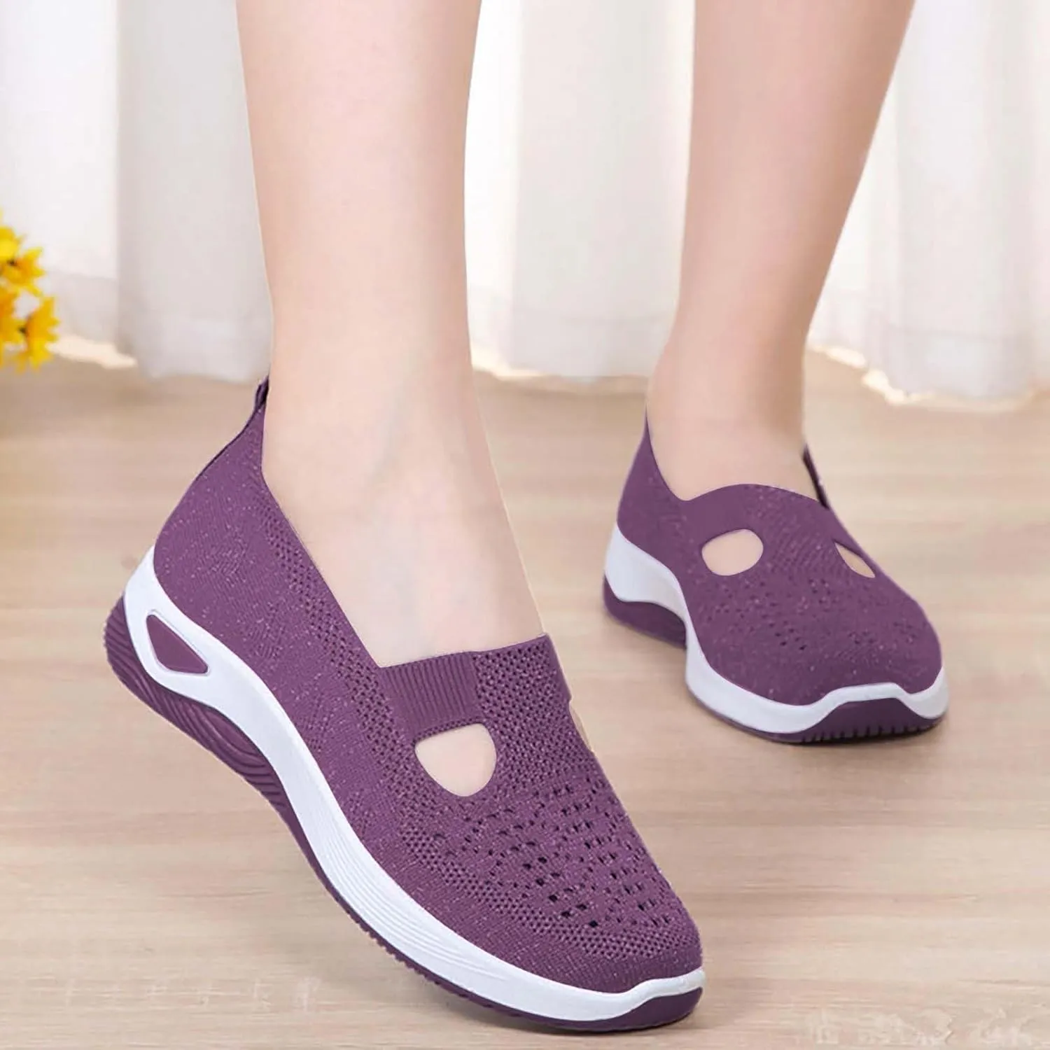Orthopedic Shoes for Women Woven Slip on Walking Womens Tennis Shoes Lightweight Shoes Dressy Casual Casual Sneakers Waterproof Tennis Shoe Trainers Shoe