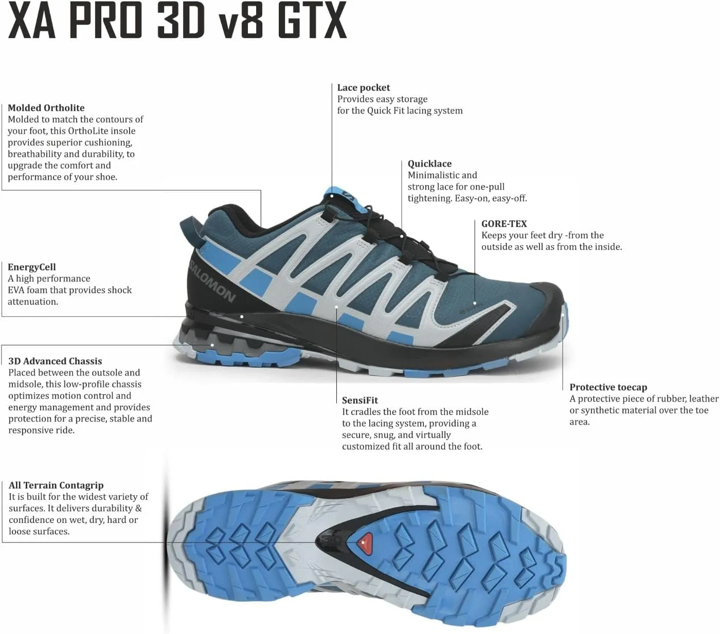 SALOMON Men's XA PRO 3D v8 Gore-TEX Trail Running Shoes