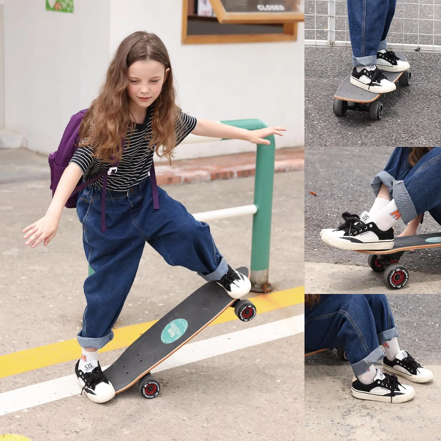 Skateboard Shoes for Unisex-Child with Anti-Slip Trainers Low-top Skate Shoes Pro Models with Shock Absorption Properties