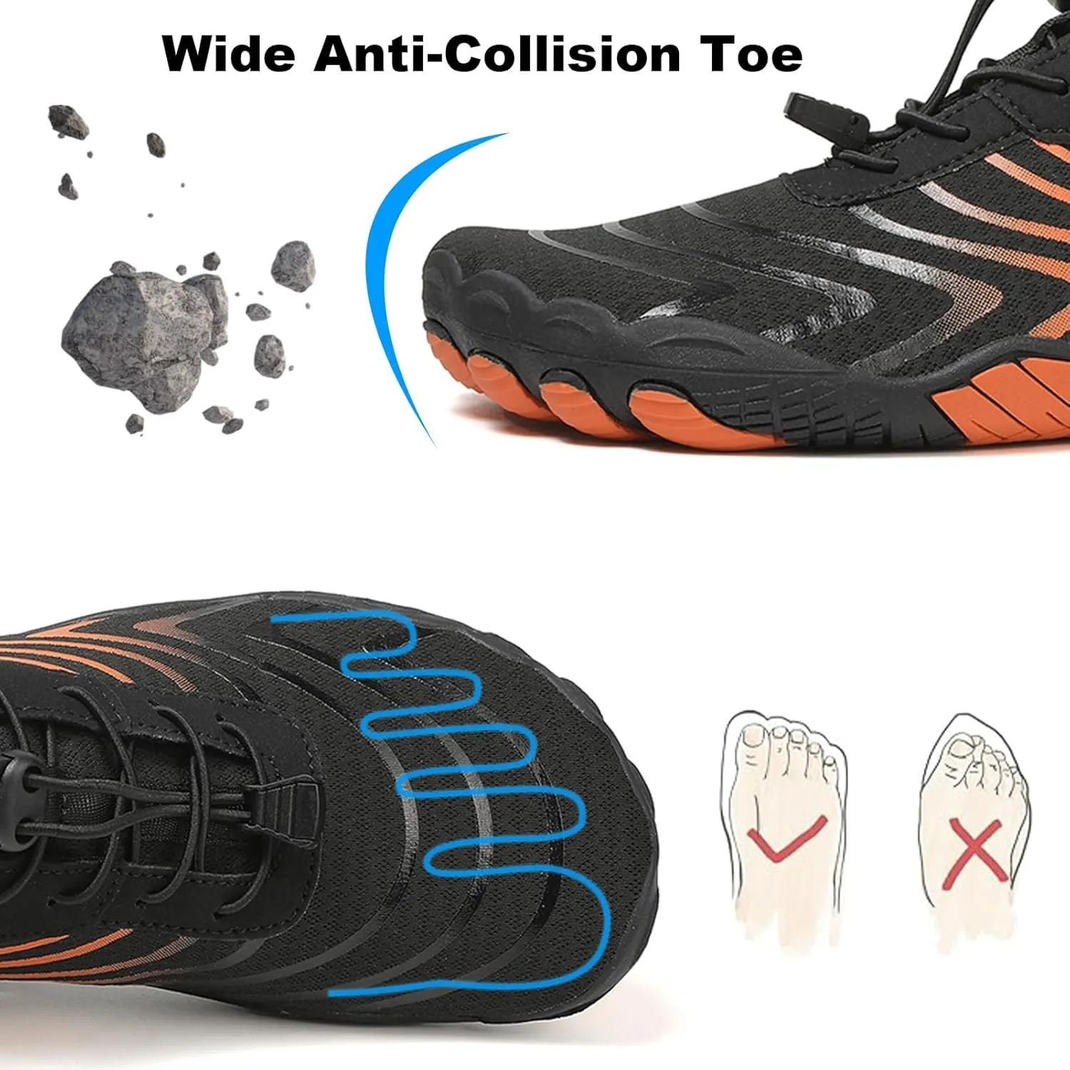 Thatrich Hike Shoes Footwear Womens Barefoot Walking Shoes Slip On Hiking Water Shoe Outdoor Waterproof Grounded Sneakers Wide Toe Box Unisex