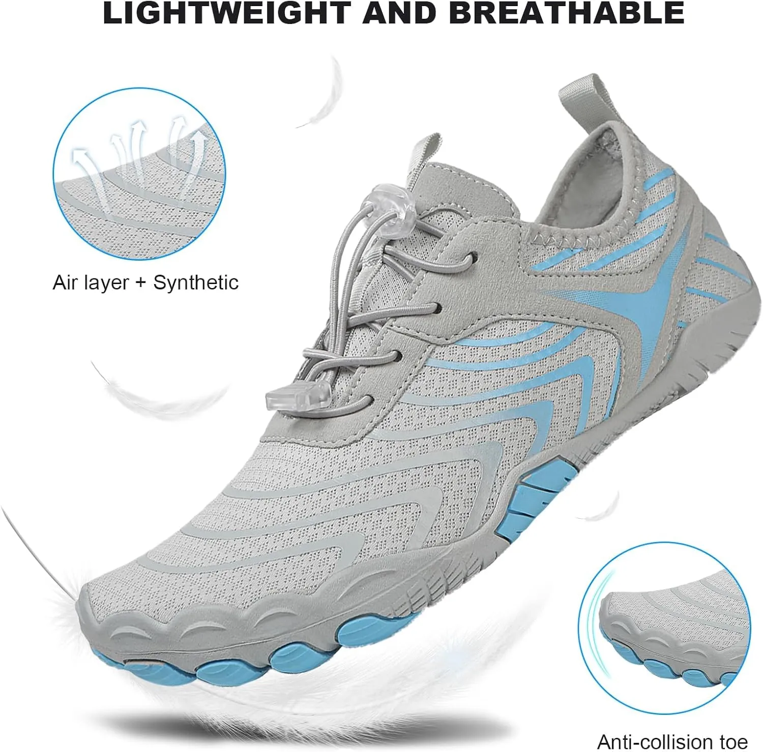 Thatrich Hike Shoes Footwear Womens Barefoot Walking Shoes Slip On Hiking Water Shoe Outdoor Waterproof Grounded Sneakers Wide Toe Box Unisex