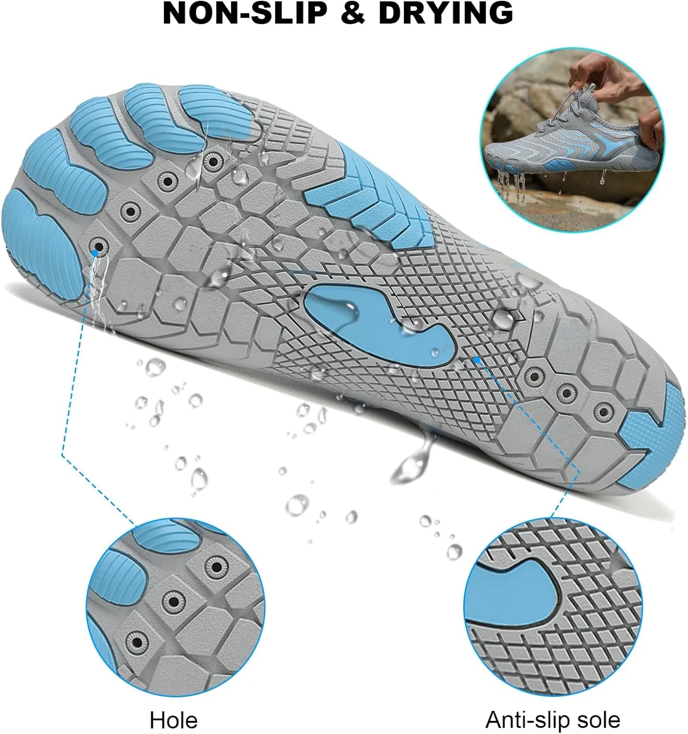 Thatrich Hike Shoes Footwear Womens Barefoot Walking Shoes Slip On Hiking Water Shoe Outdoor Waterproof Grounded Sneakers Wide Toe Box Unisex