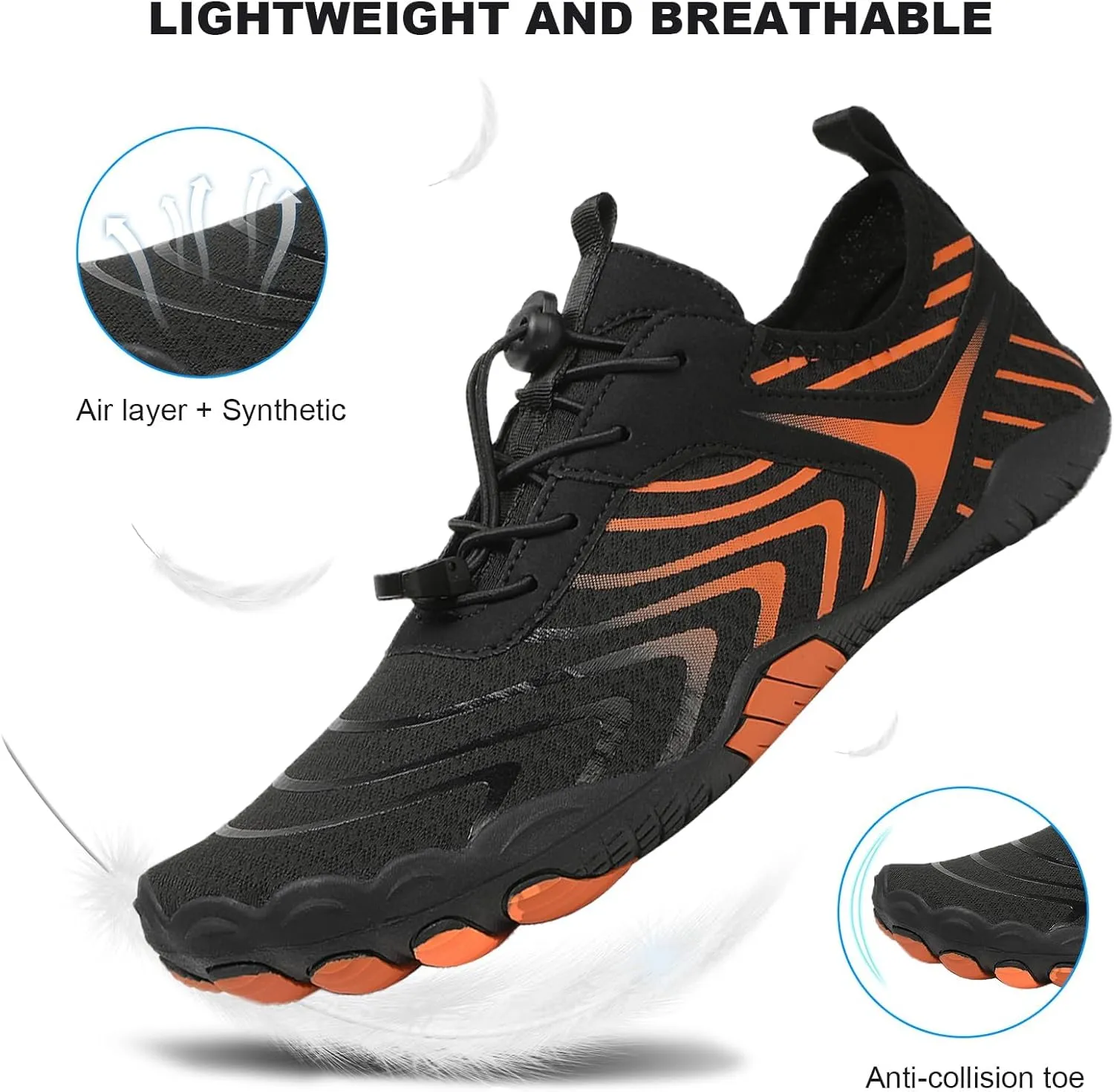 Thatrich Hike Shoes Footwear Womens Barefoot Walking Shoes Slip On Hiking Water Shoe Outdoor Waterproof Grounded Sneakers Wide Toe Box Unisex
