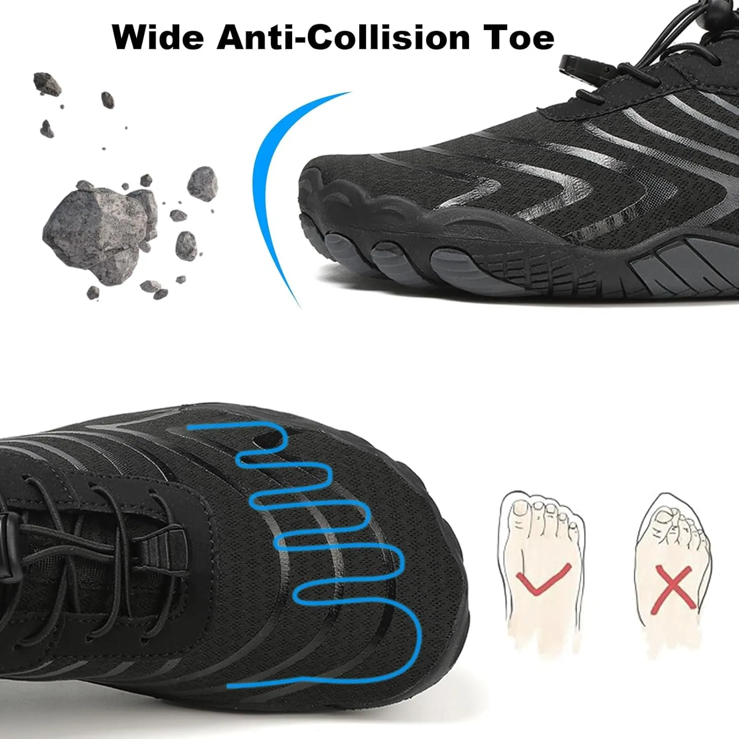 Thatrich Hike Shoes Footwear Womens Barefoot Walking Shoes Slip On Hiking Water Shoe Outdoor Waterproof Grounded Sneakers Wide Toe Box Unisex