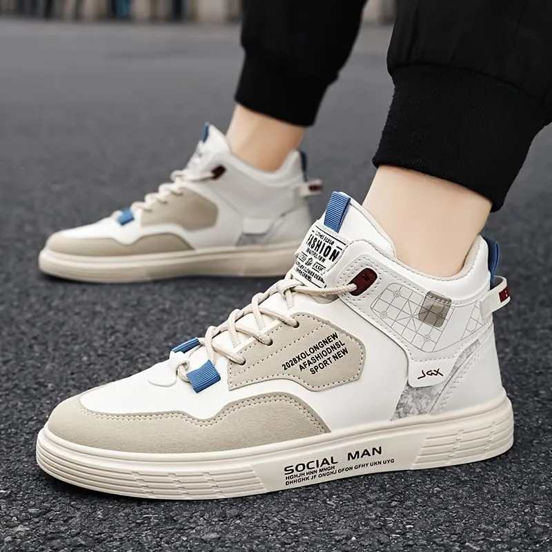 Trendy High Top Skate Shoes for Men | Non Slip Comfy Sneakers for Outdoor Walking Jogging Traveling Casual Activities