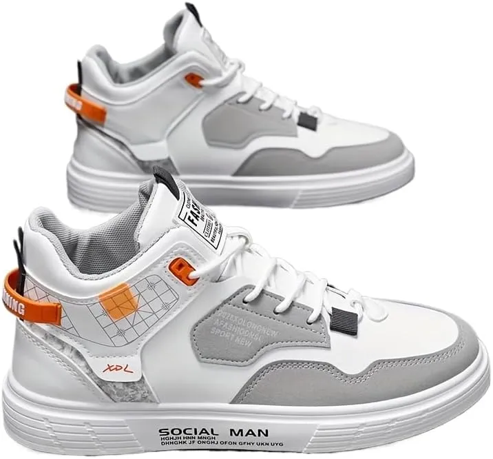 Trendy High Top Skate Shoes for Men | Non Slip Comfy Sneakers for Outdoor Walking Jogging Traveling Casual Activities