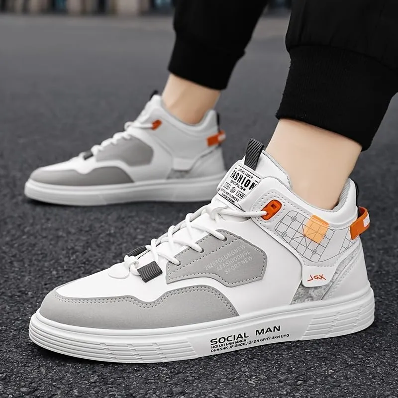 Trendy High Top Skate Shoes for Men | Non Slip Comfy Sneakers for Outdoor Walking Jogging Traveling Casual Activities