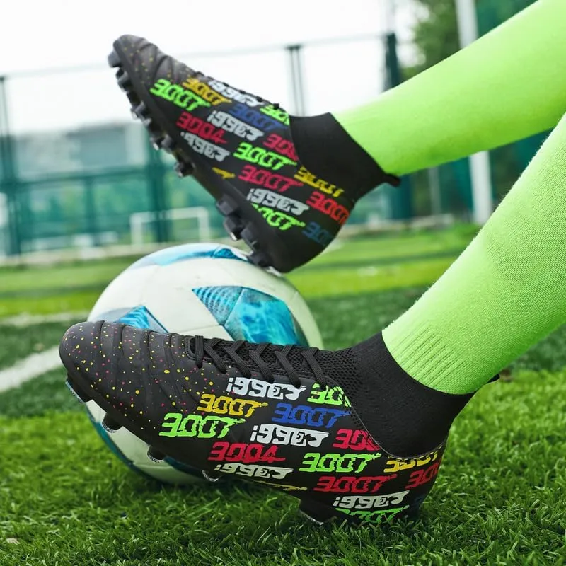 Unisex-Cleats Soccer Shoes for Big Boy Fg/Ag High-top Spikes Football Shoes for Younth Professional Training Turf Indoor Ankle Boots Athletic Sneake