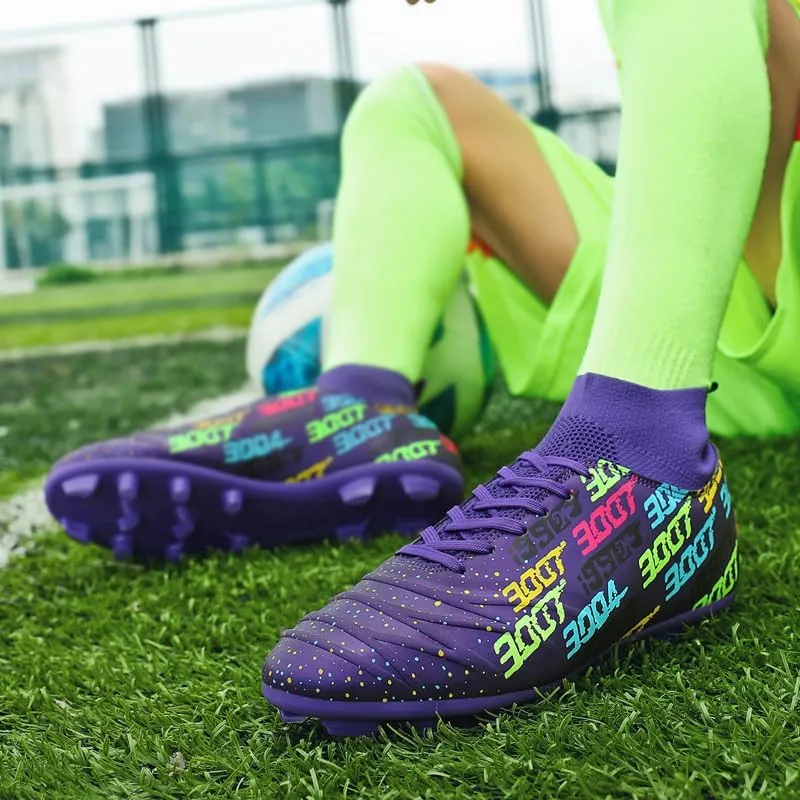 Unisex-Cleats Soccer Shoes for Big Boy Fg/Ag High-top Spikes Football Shoes for Younth Professional Training Turf Indoor Ankle Boots Athletic Sneake