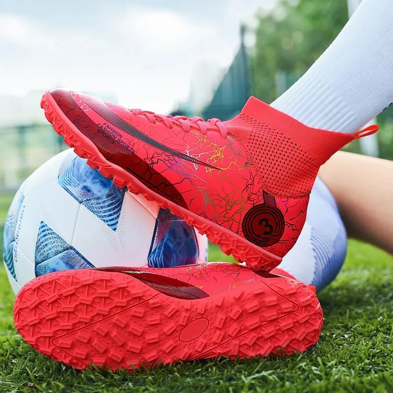 Unisex-Cleats Soccer Shoes for Big Boy Fg/Ag High-top Spikes Football Shoes for Younth Professional Training Turf Indoor Ankle Boots Athletic Sneake