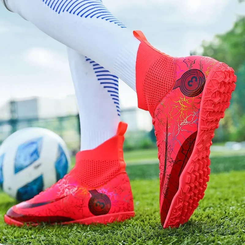 Unisex-Cleats Soccer Shoes for Big Boy Fg/Ag High-top Spikes Football Shoes for Younth Professional Training Turf Indoor Ankle Boots Athletic Sneake
