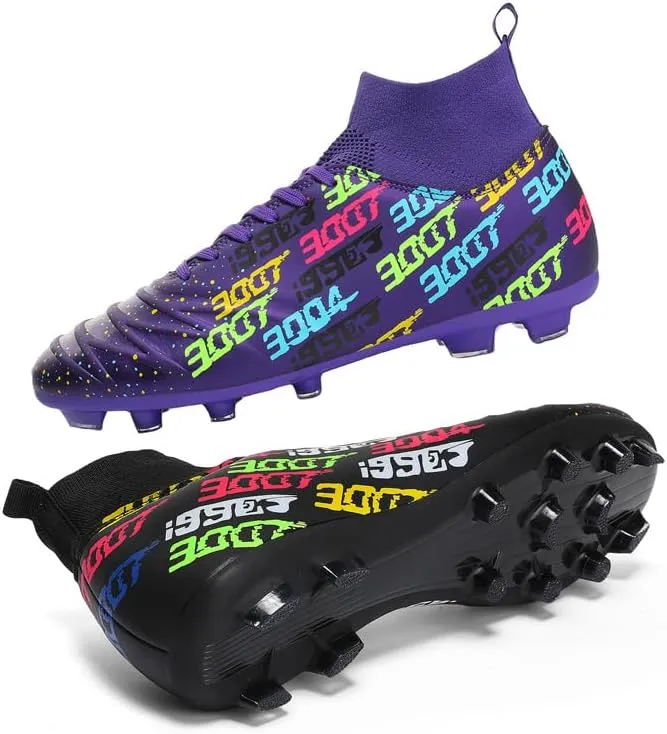 Unisex-Cleats Soccer Shoes for Big Boy Fg/Ag High-top Spikes Football Shoes for Younth Professional Training Turf Indoor Ankle Boots Athletic Sneake